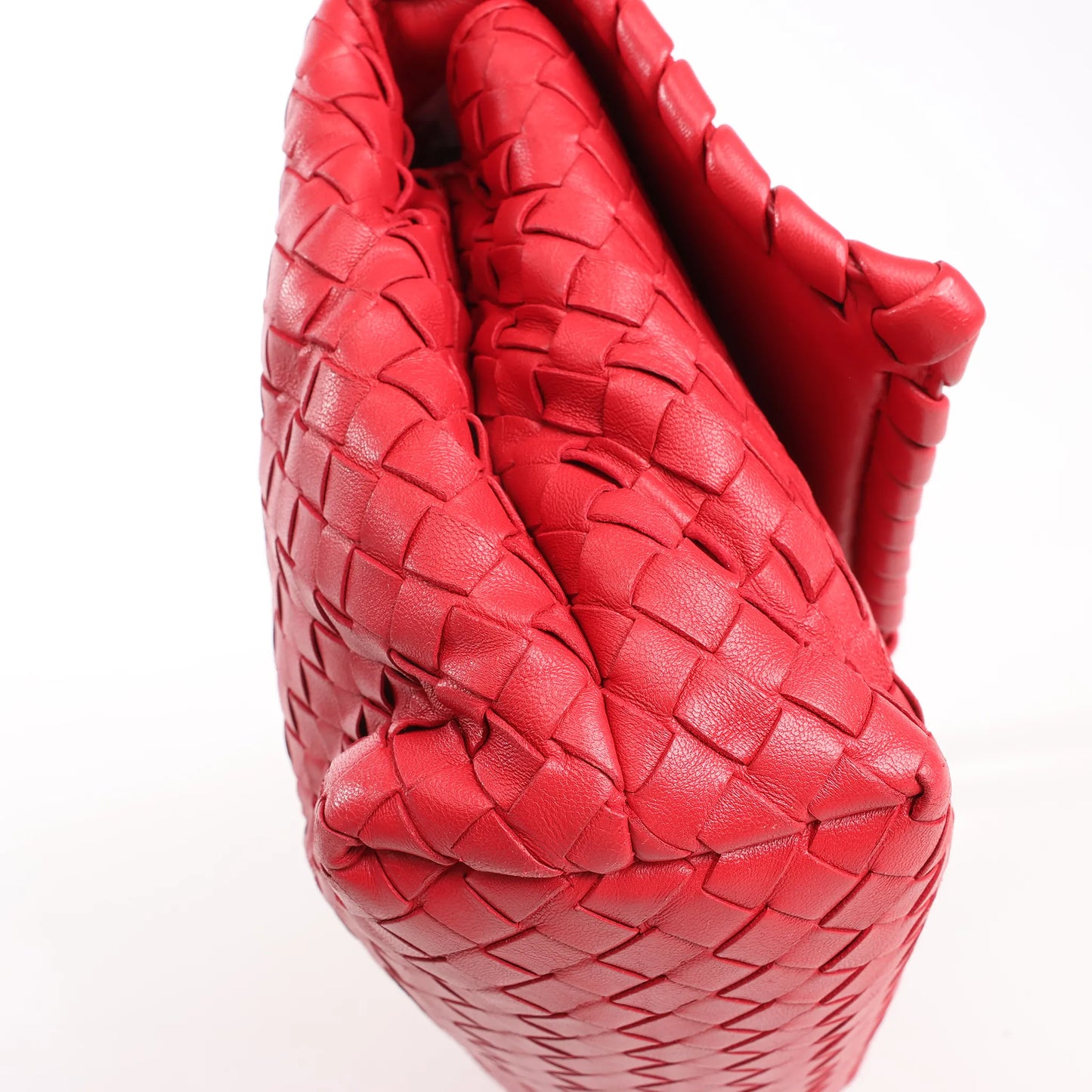 Bottega Veneta Intrecciato Leather Shoulder Bag in Red