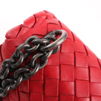 Bottega Veneta Intrecciato Leather Shoulder Bag in Red