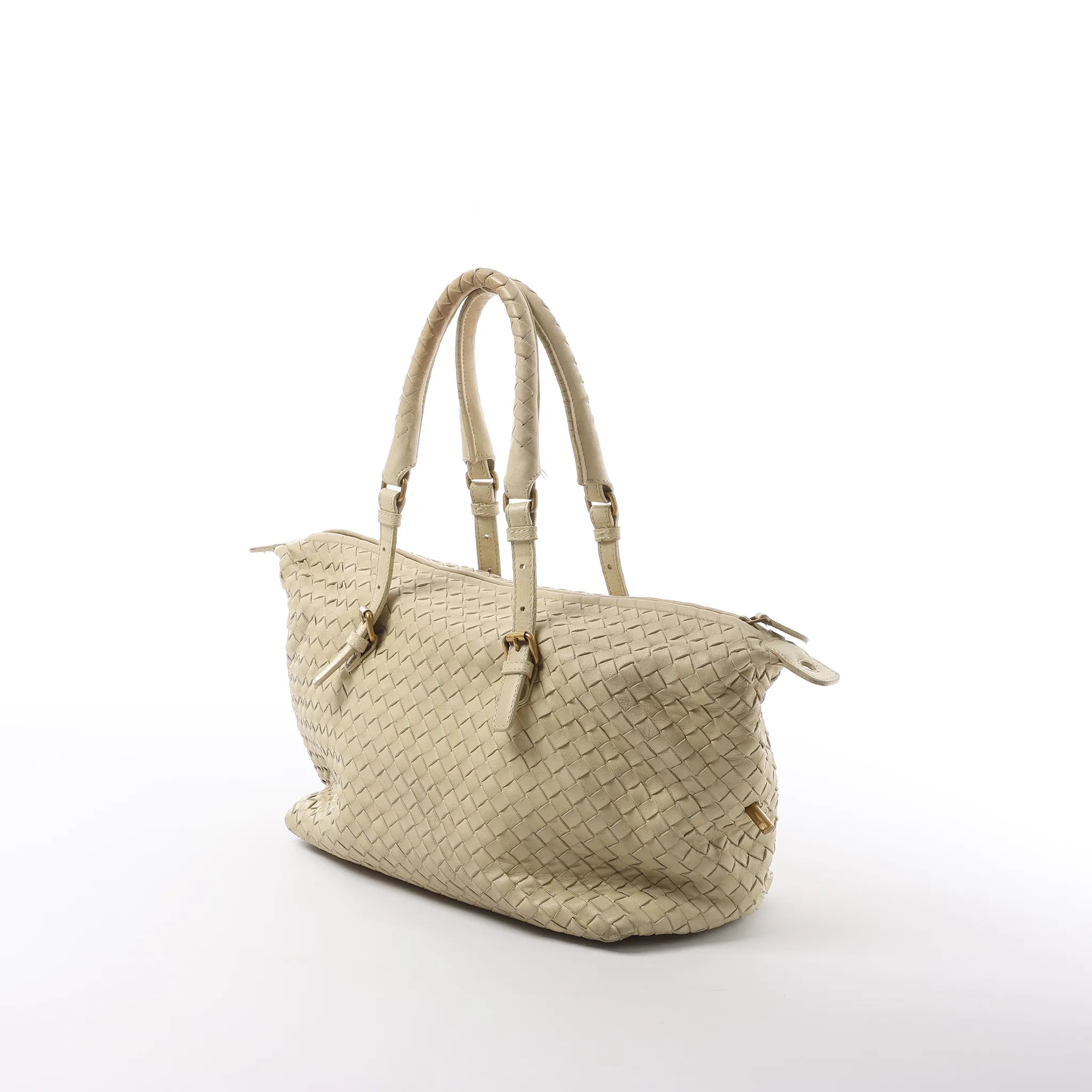 Bottega Veneta Montaigne  Intrecciato Leather Shoulder Bag in Beige 173398