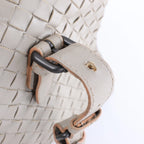 Bottega Veneta Boston Intrecciato Leather Handbag Light Gray