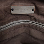 Bottega Veneta Boston Intrecciato Leather Handbag Light Gray