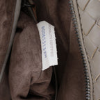 Bottega Veneta Boston Intrecciato Leather Handbag Light Gray