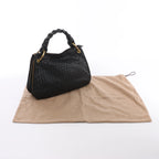 Bottega Veneta Intrecciato Leather Shoulder Bag in Black 169850
