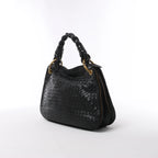 Bottega Veneta Intrecciato Leather Shoulder Bag in Black 169850