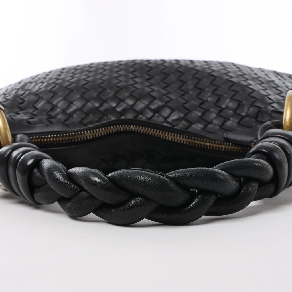 Bottega Veneta Intrecciato Leather Shoulder Bag in Black 169850