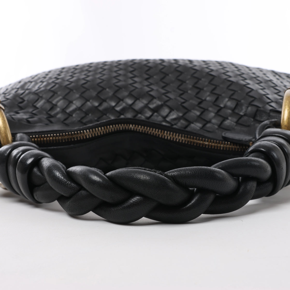 Bottega Veneta Intrecciato Leather Shoulder Bag in Black 169850