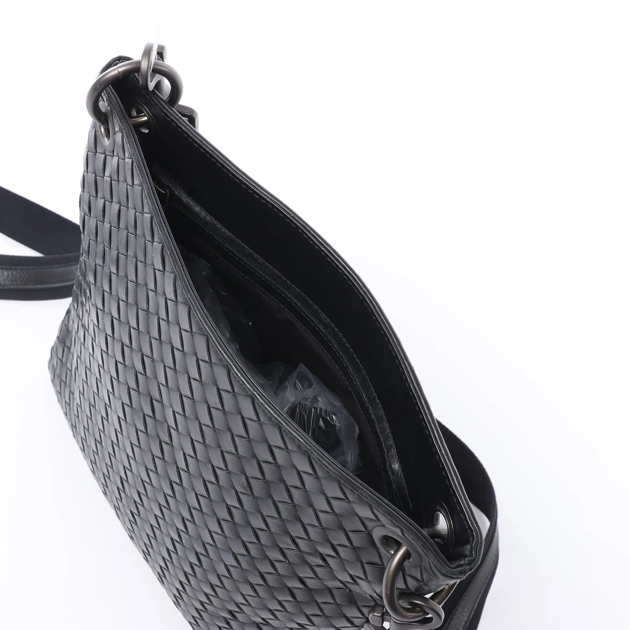 Bottega Veneta VN Intrecciato Crossbody Messenger Bag in Black 172736