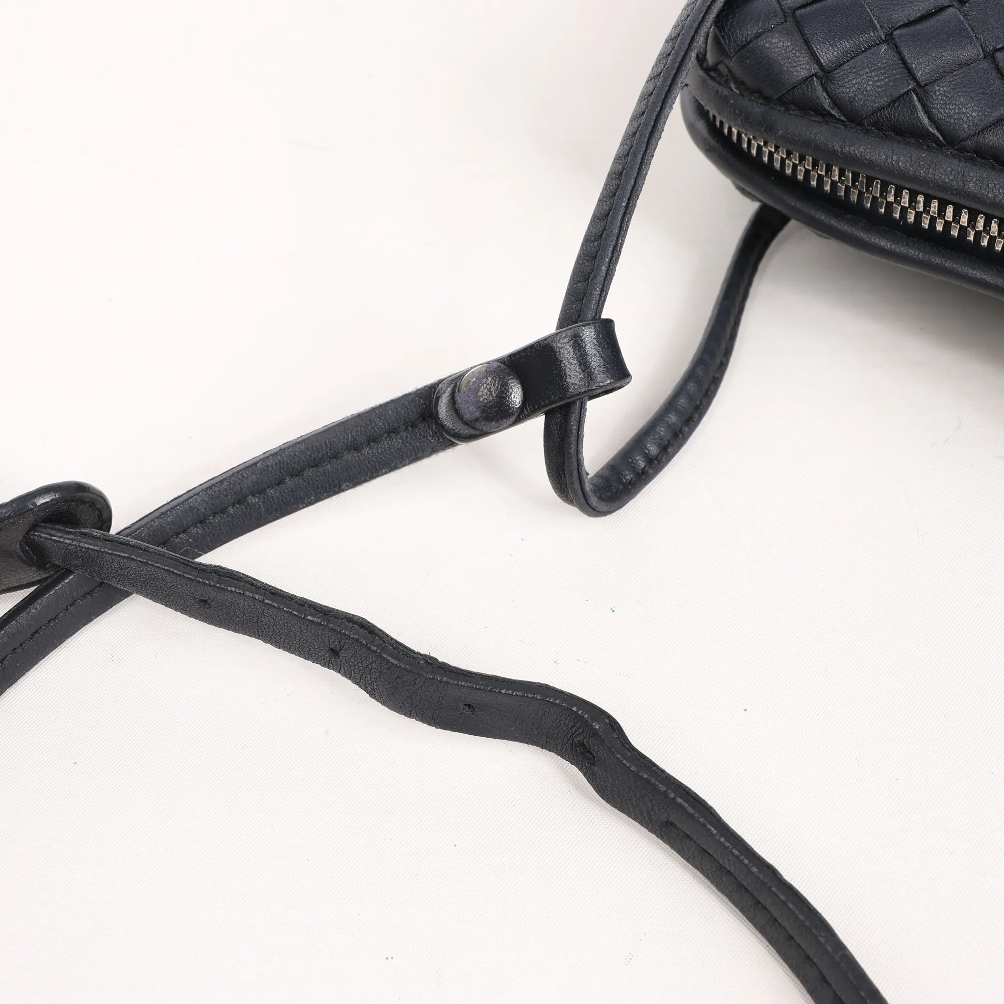 Bottega Veneta Nodini Intrecciato Leather Crossbody Bag in Black
