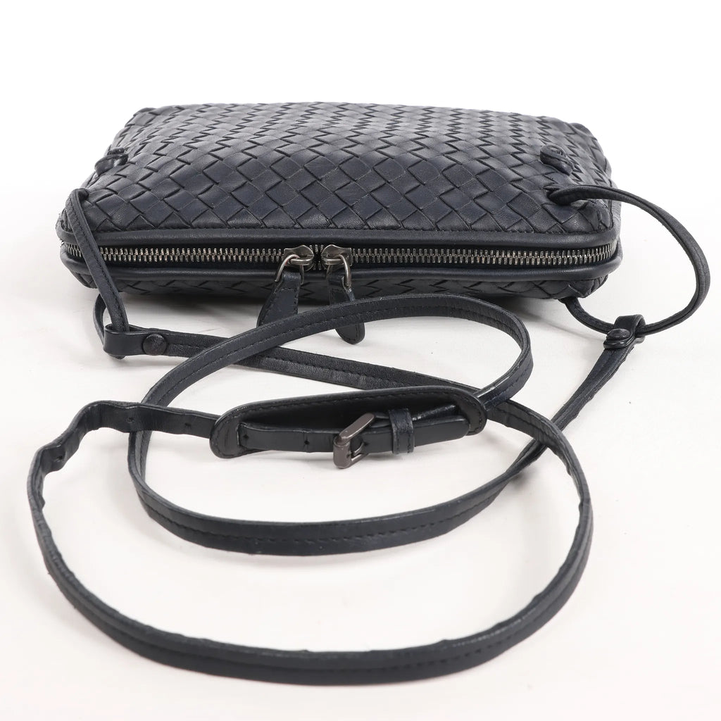 Bottega Veneta Nodini Intrecciato Leather Crossbody Bag in Black