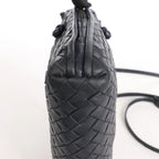 Bottega Veneta Nodini Intrecciato Leather Crossbody Bag in Black