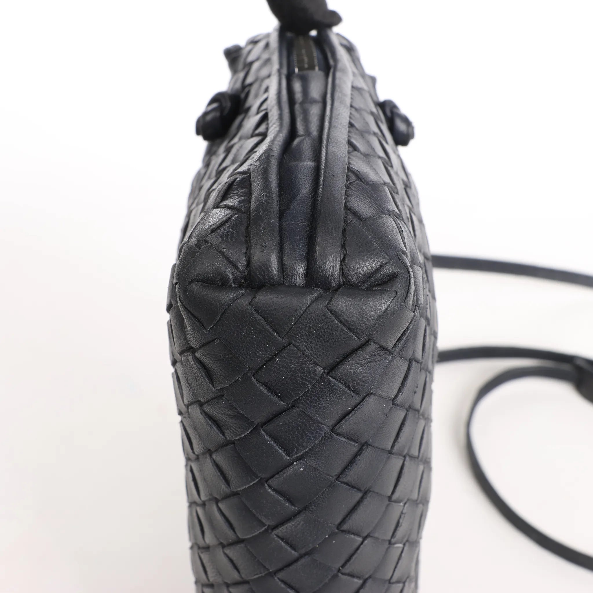 Bottega Veneta Nodini Intrecciato Leather Crossbody Bag in Black