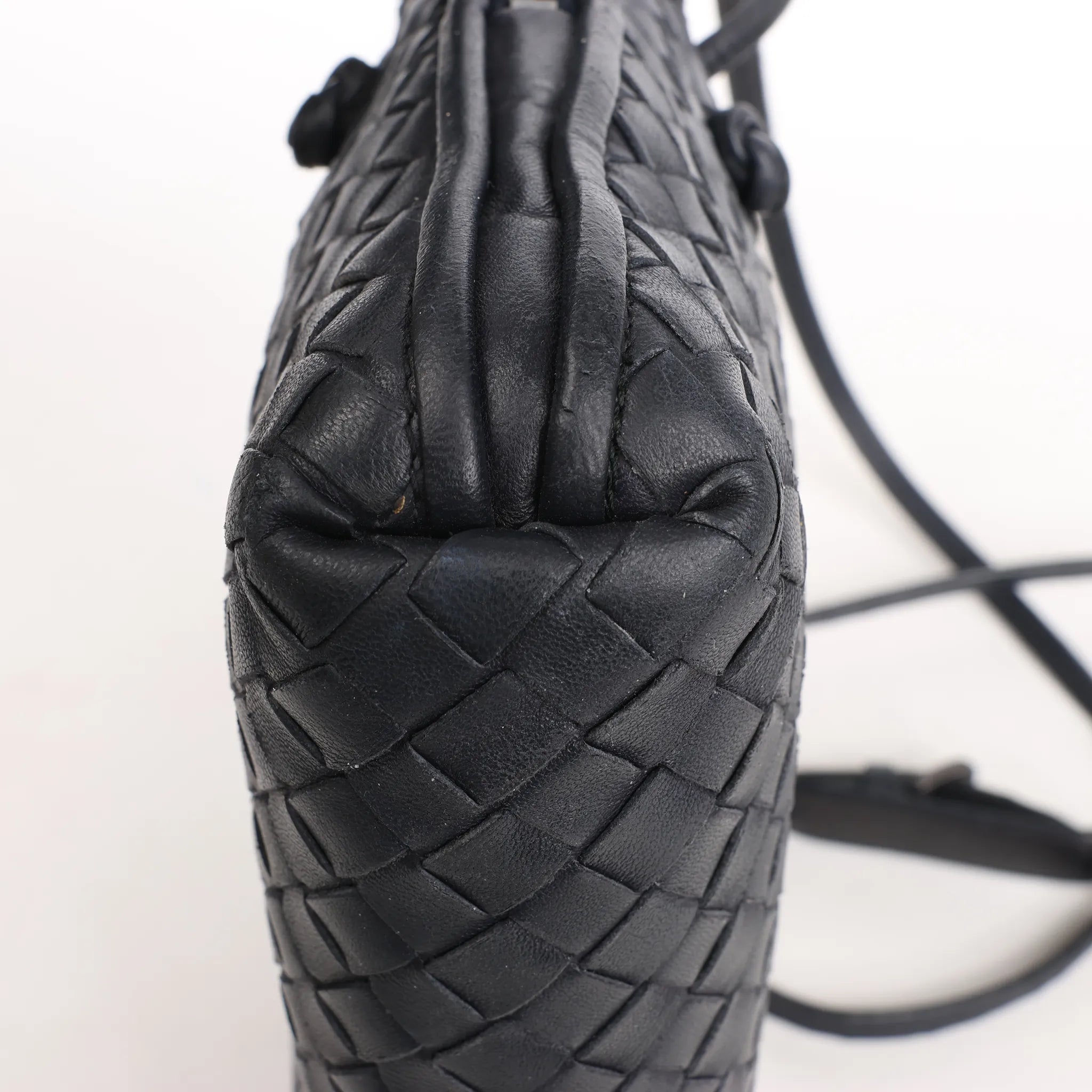 Bottega Veneta Nodini Intrecciato Leather Crossbody Bag in Black