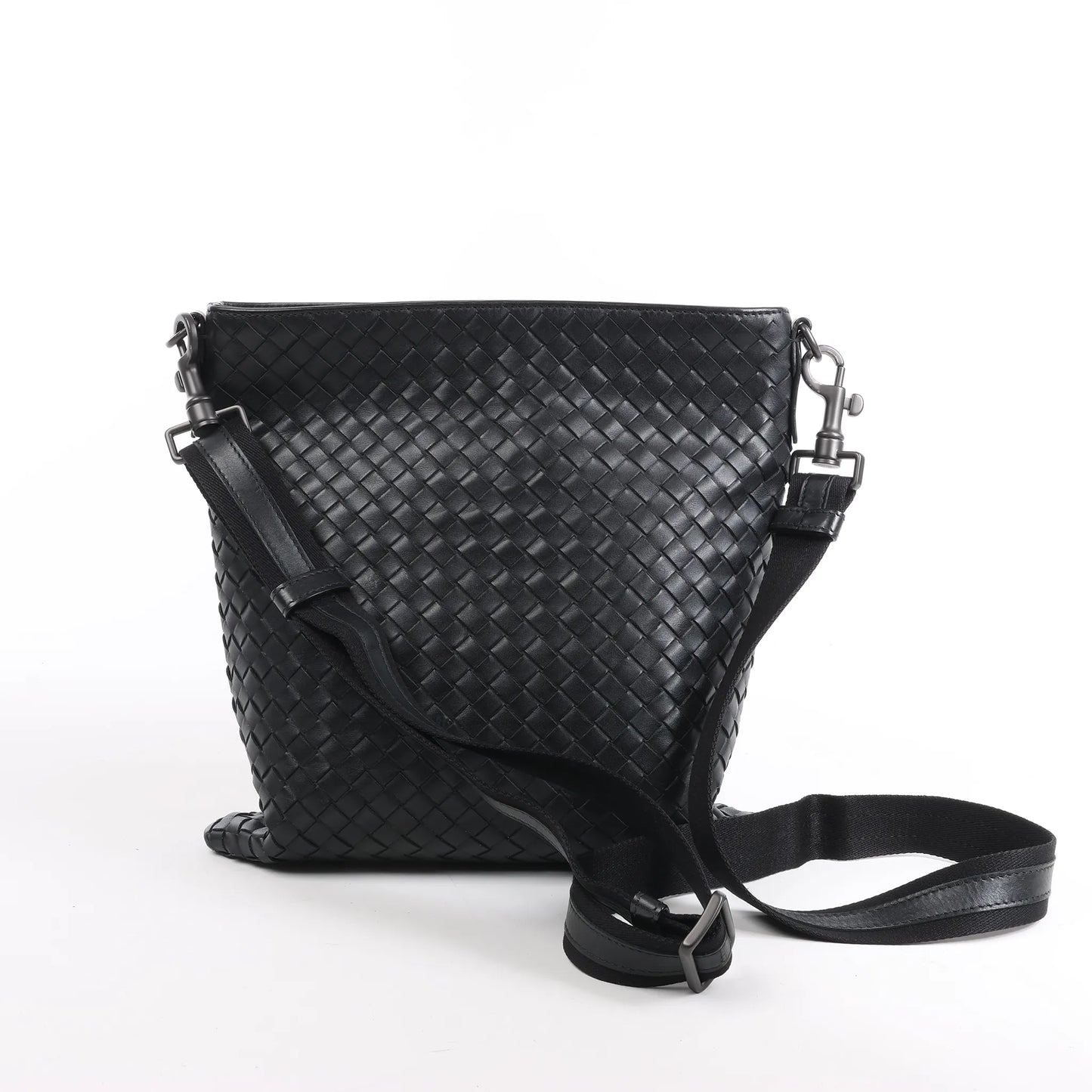 Bottega Veneta VN Intrecciato Sac bandoulière en cuir noir