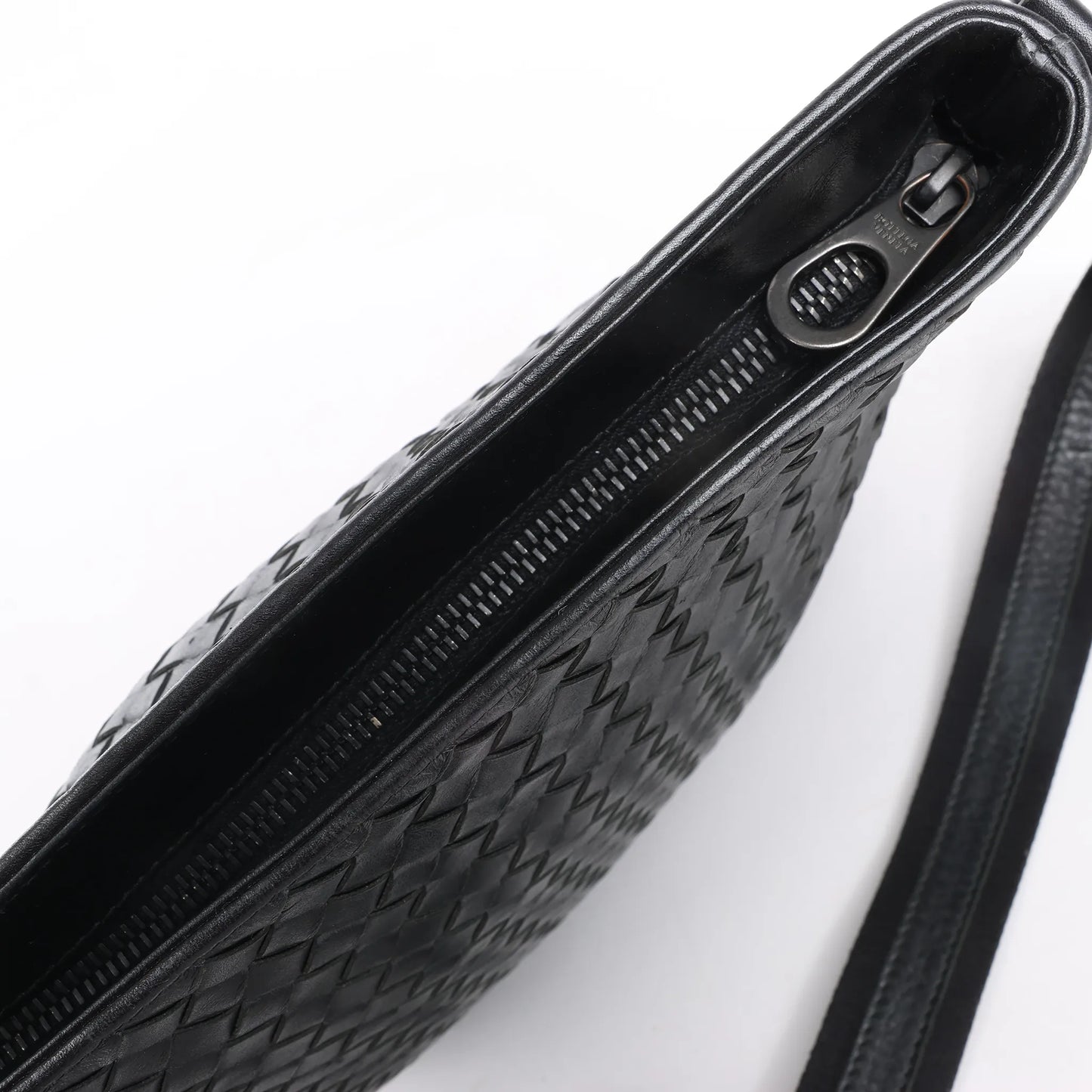 Bottega Veneta VN Nappa Intrecciato Crossbody Messenger Bag in Black