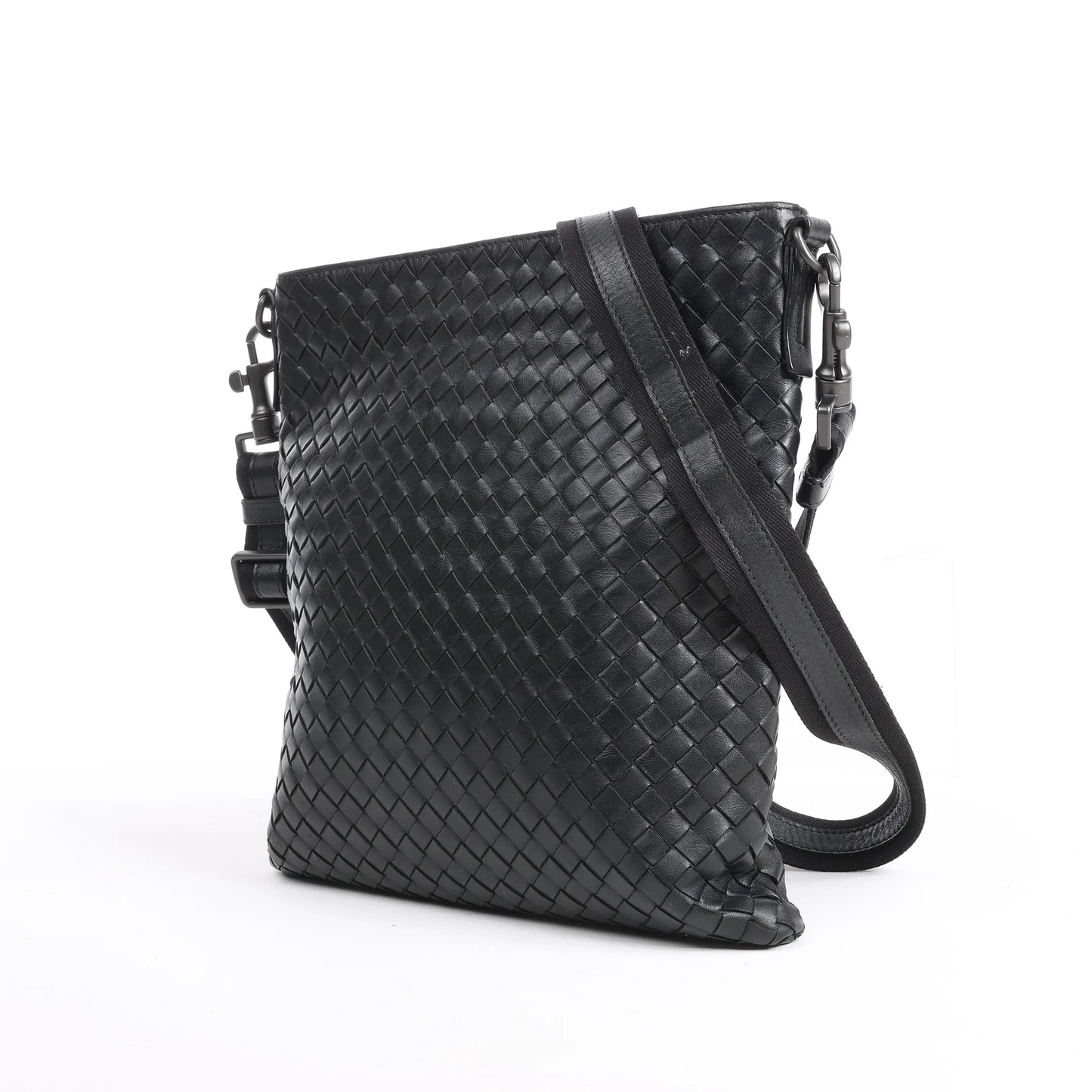 Bottega Veneta VN Nappa Intrecciato Crossbody Messenger Bag in Black