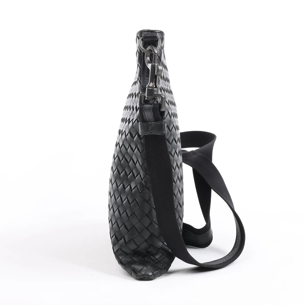 Bottega Veneta VN Nappa Intrecciato Crossbody Messenger Bag in Black