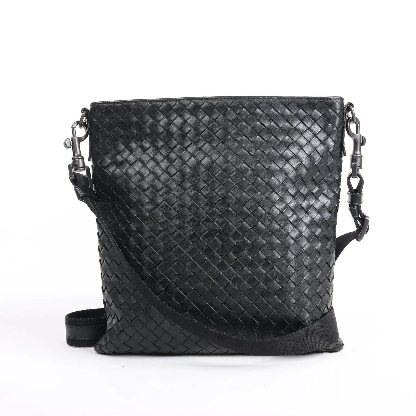Bottega Veneta VN Nappa Intrecciato Crossbody Messenger Bag in Black