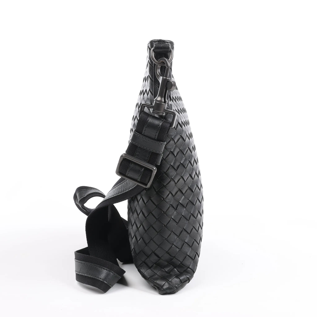 Bottega Veneta VN Nappa Intrecciato Crossbody Messenger Bag in Black