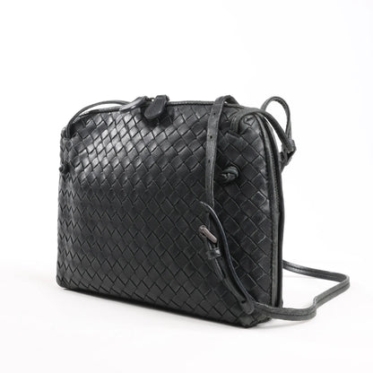 Bottega Veneta Nodini Intrecciato Leather Crossbody Bag in Black