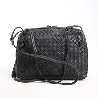Bottega Veneta Nodini Intrecciato Leather Crossbody Bag in Black