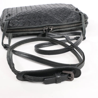 Bottega Veneta Nodini Intrecciato Leather Crossbody Bag in Black