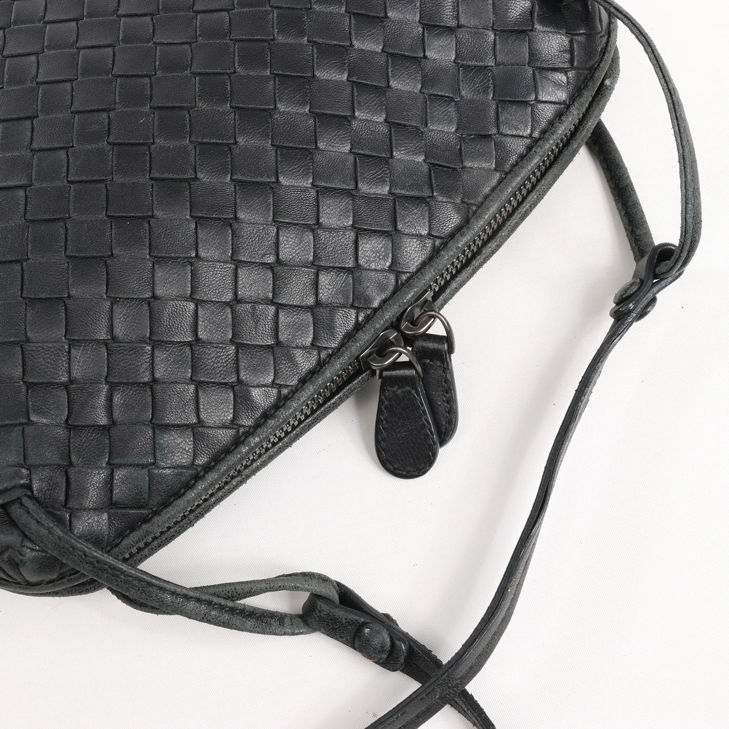 Bottega Veneta Nodini Intrecciato Leather Crossbody Bag in Black
