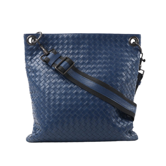 Bottega Veneta Nappa Intrecciato VN Crossbody Messenger Bag in Blue 161623