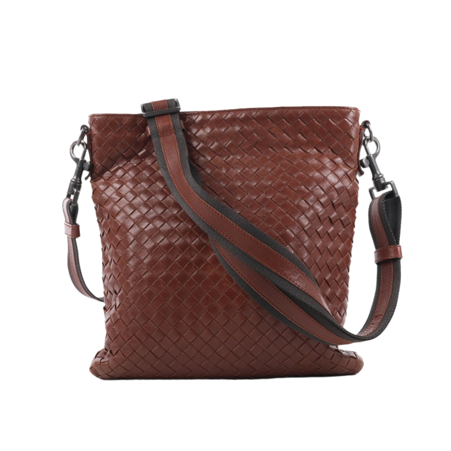 Bottega Veneta Nappa Intrecciato VN Crossbody Messenger Bag in Brown