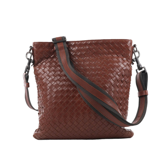 Bottega Veneta Nappa Intrecciato VN Crossbody Messenger Bag in Brown