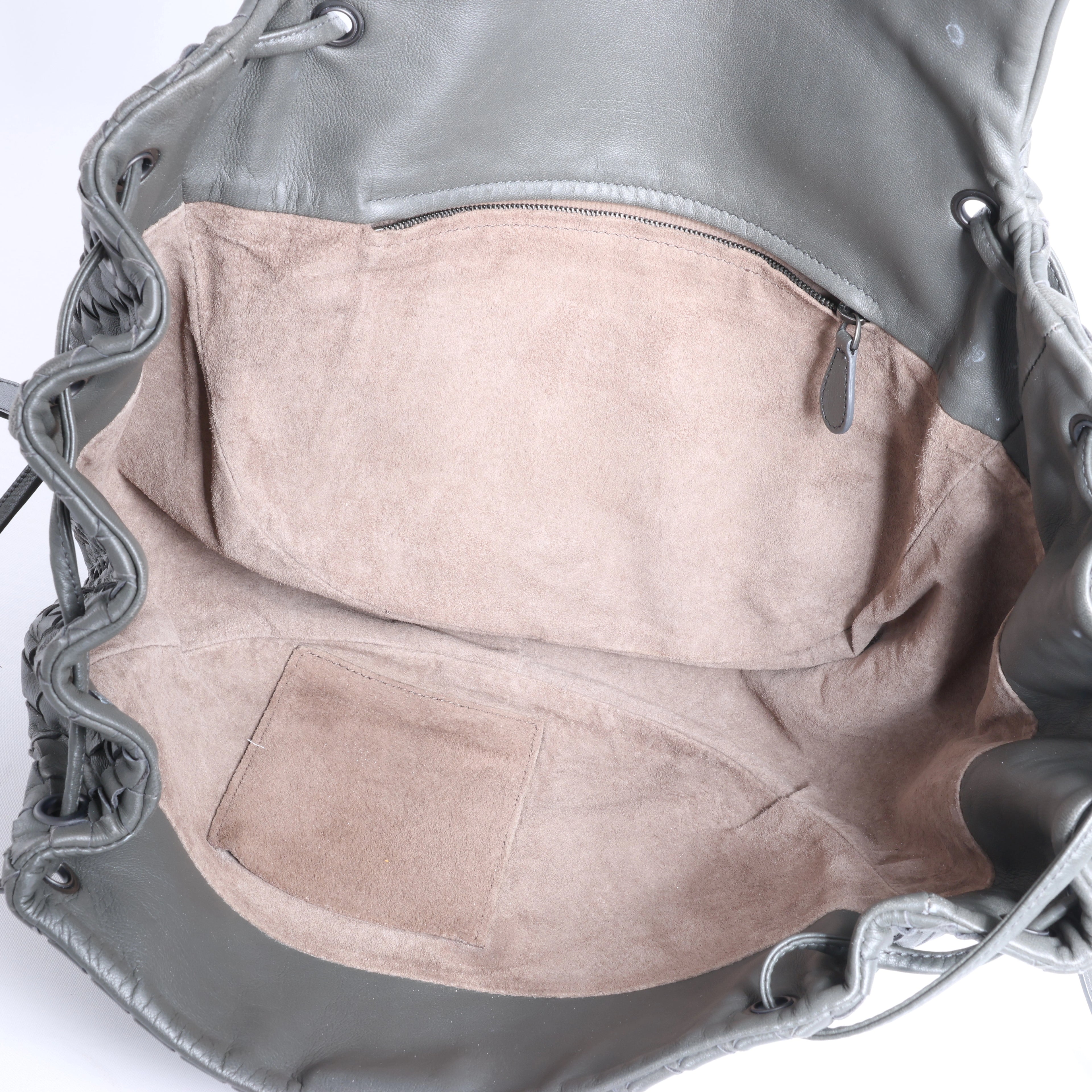 Bottega Veneta Flap Intrecciato Leather Crossbody Bag in Gray