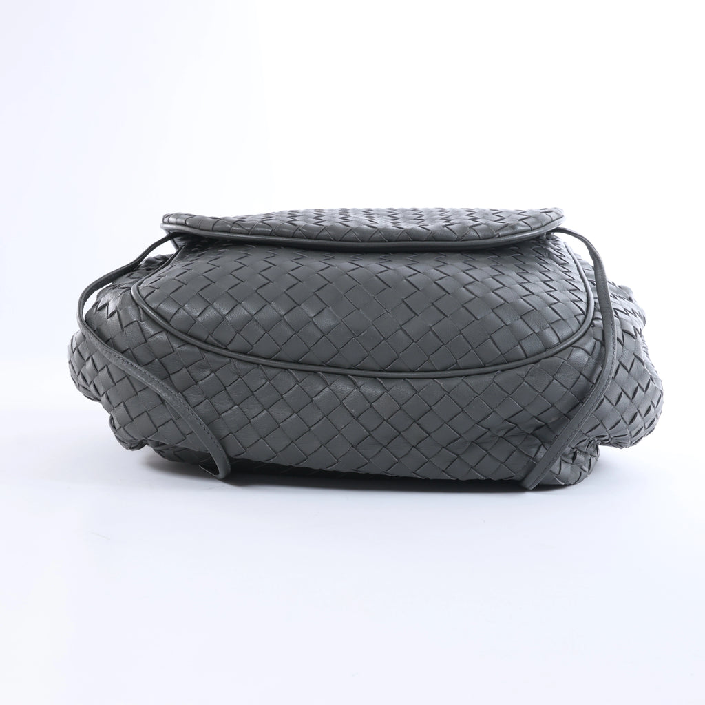 Bottega Veneta Flap Intrecciato Leather Crossbody Bag in Gray