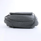 Bottega Veneta Flap Intrecciato Leather Crossbody Bag in Gray