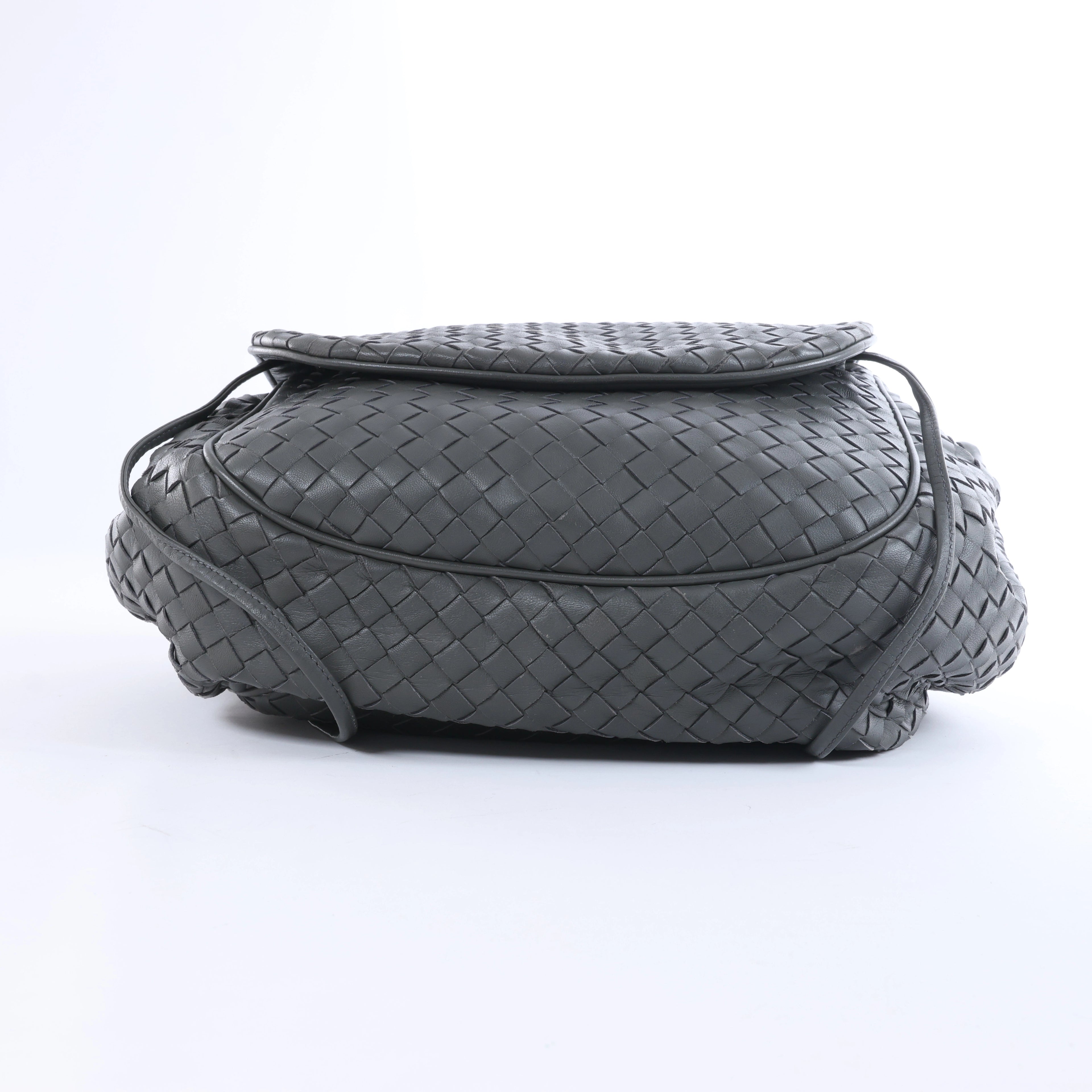 Bottega Veneta Flap Intrecciato Leather Crossbody Bag in Gray