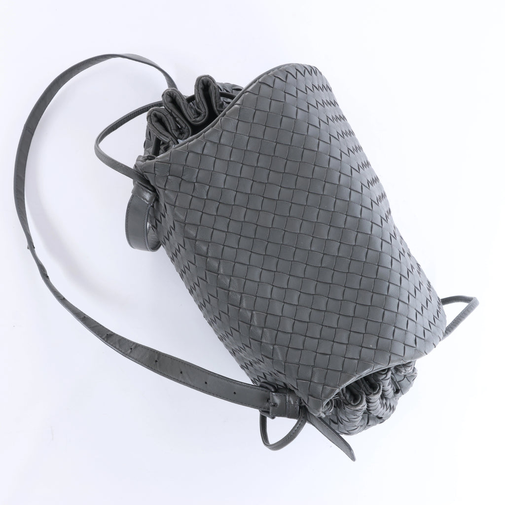 Bottega Veneta Flap Intrecciato Leather Crossbody Bag in Gray