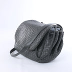 Bottega Veneta Flap Intrecciato Leather Crossbody Bag in Gray