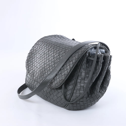 Bottega Veneta Flap Intrecciato Leather Crossbody Bag in Gray
