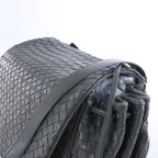 Bottega Veneta Flap Intrecciato Leather Crossbody Bag in Gray