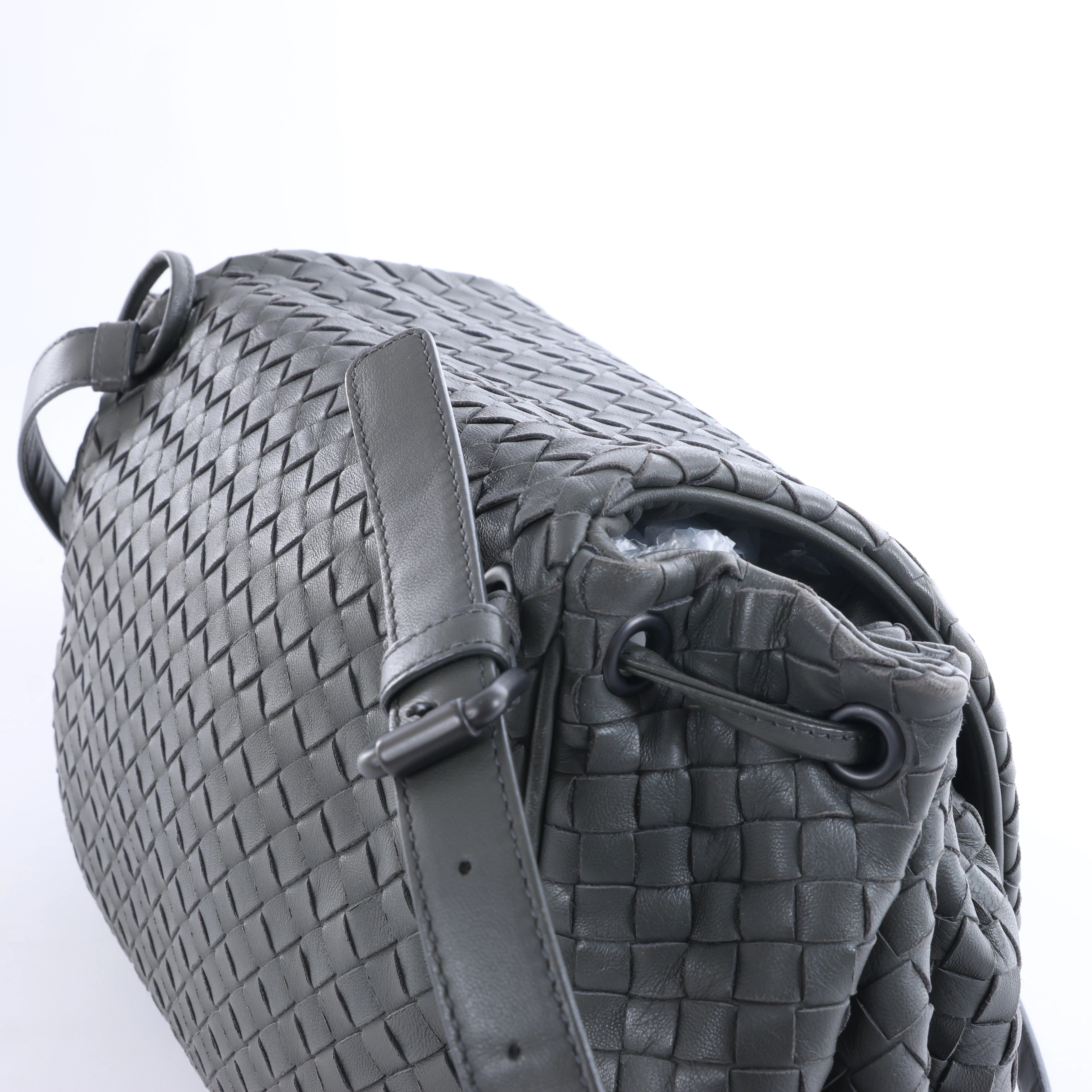 Bottega Veneta Flap Intrecciato Leather Crossbody Bag in Gray