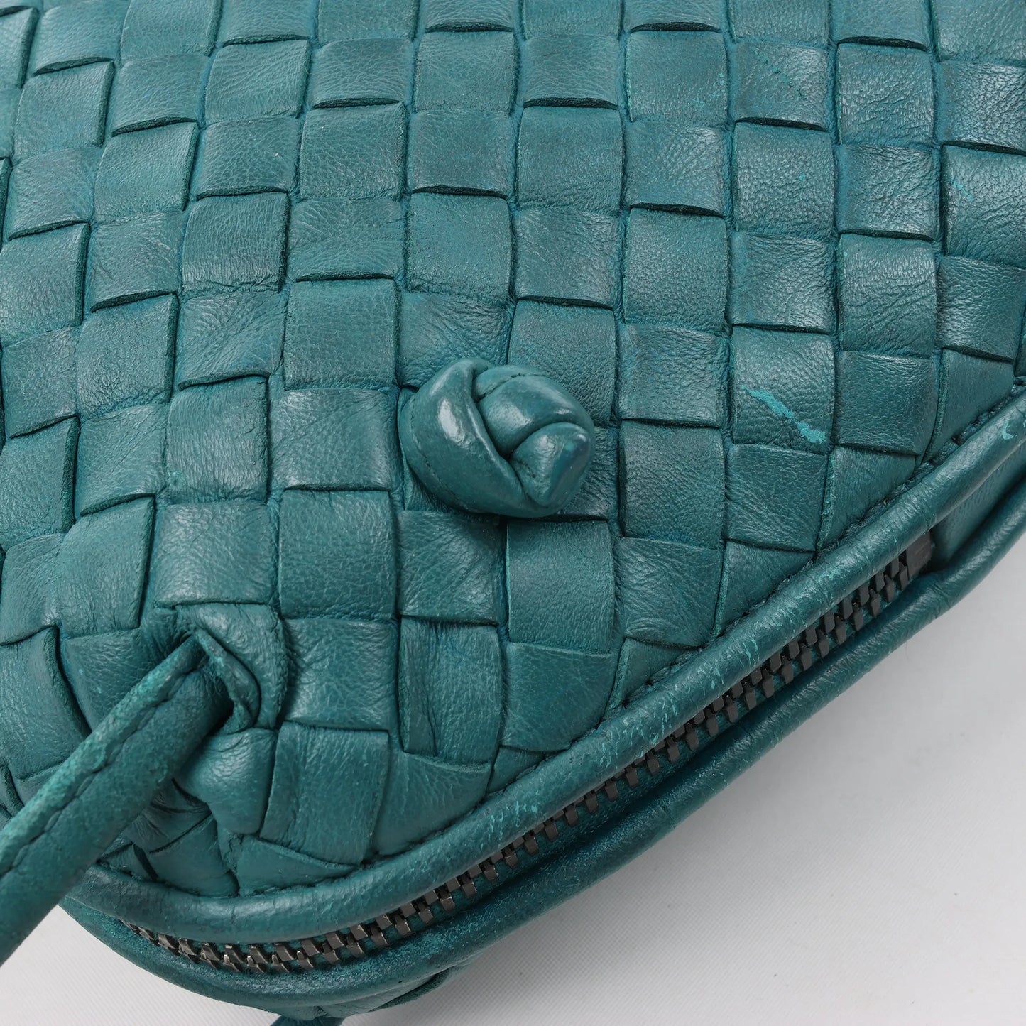Bottega Veneta Nodini Intrecciato Leather Crossbody Bag in Green