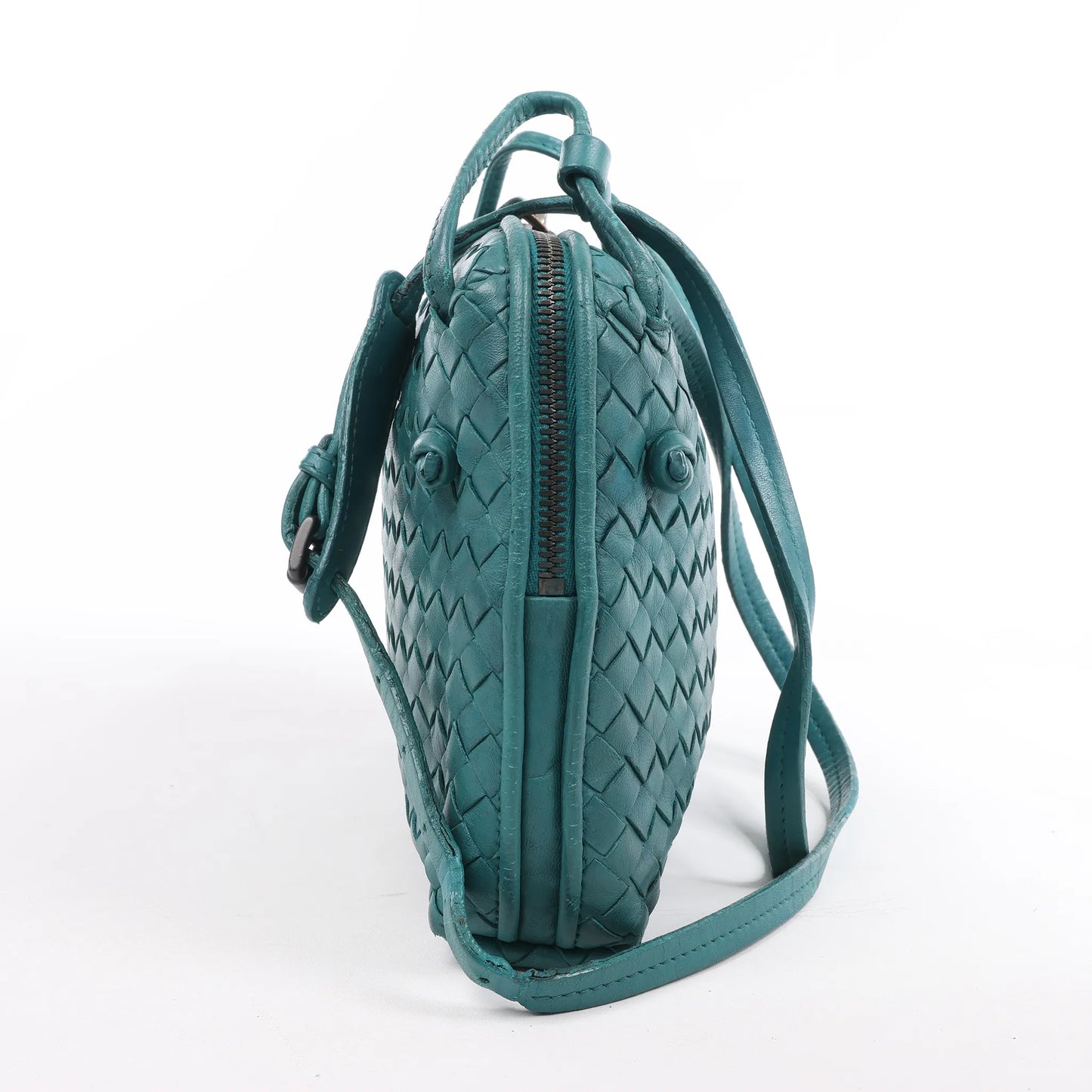 Bottega Veneta Nodini Intrecciato Leather Crossbody Bag in Green