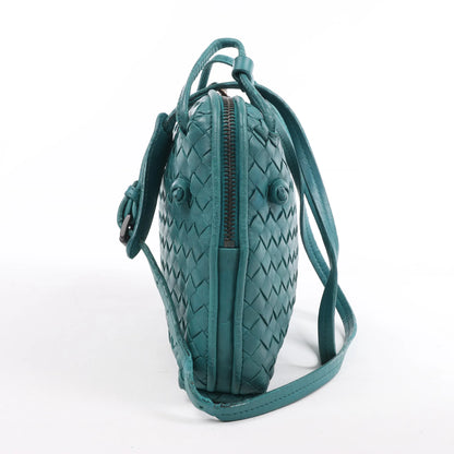 Bottega Veneta Nodini Intrecciato Leather Crossbody Bag in Green
