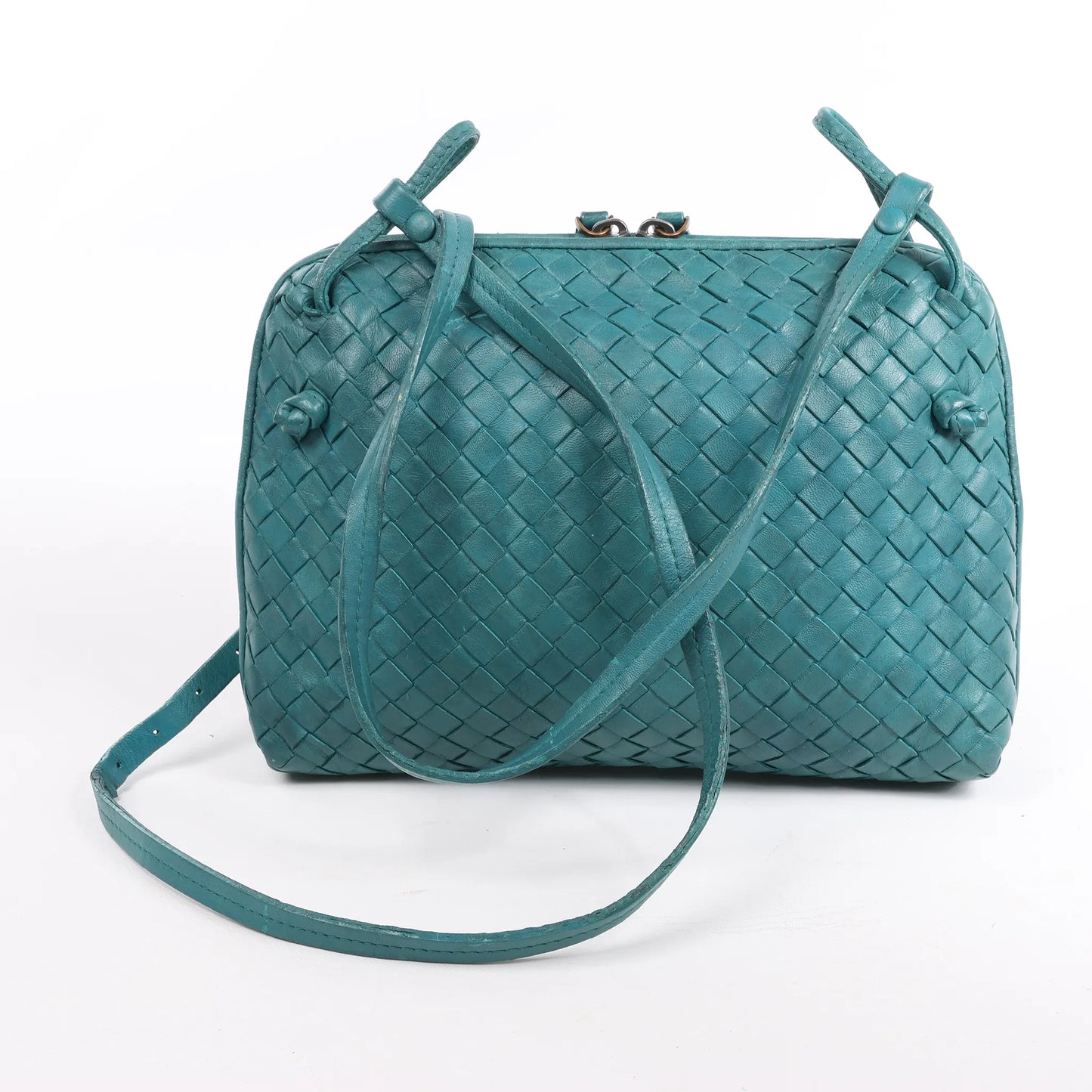 Bottega Veneta Nodini Intrecciato Leather Crossbody Bag in Green