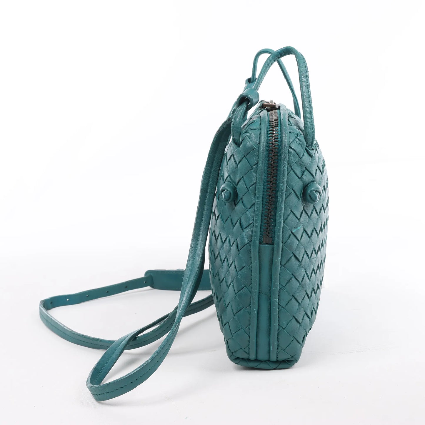 Bottega Veneta Nodini Intrecciato Leather Crossbody Bag in Green