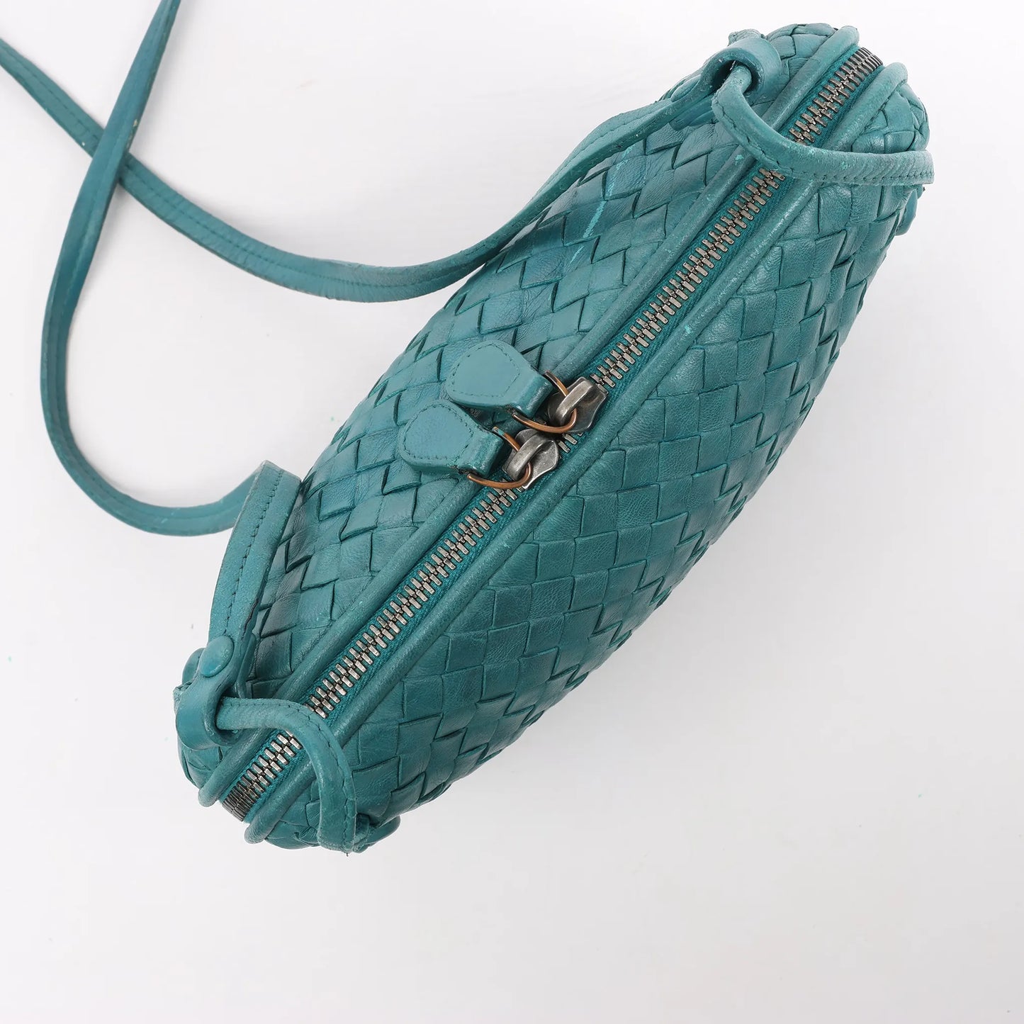 Bottega Veneta Nodini Intrecciato Leather Crossbody Bag in Green