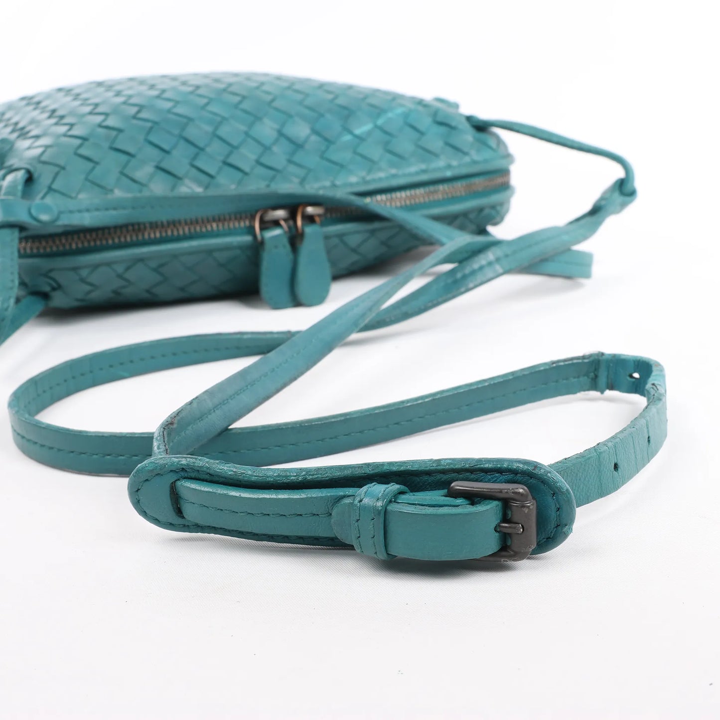 Bottega Veneta Nodini Intrecciato Leather Crossbody Bag in Green