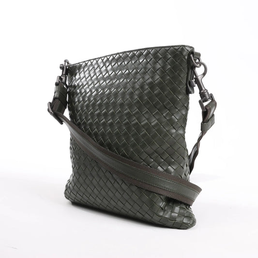 Bottega Veneta Nappa Intrecciato VN Crossbody Messenger Bag in Green