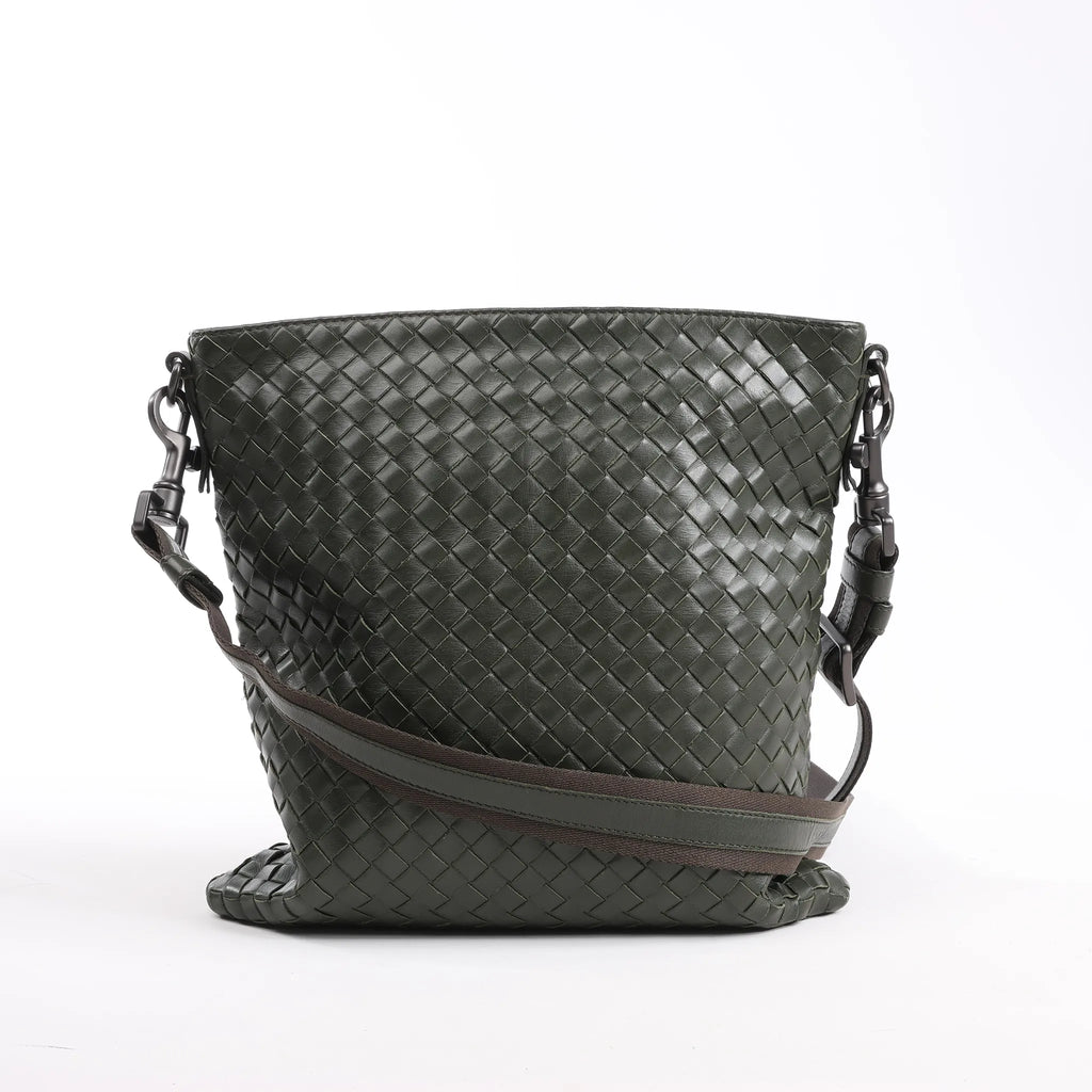 Bottega Veneta Nappa Intrecciato VN Crossbody Messenger Bag in Green