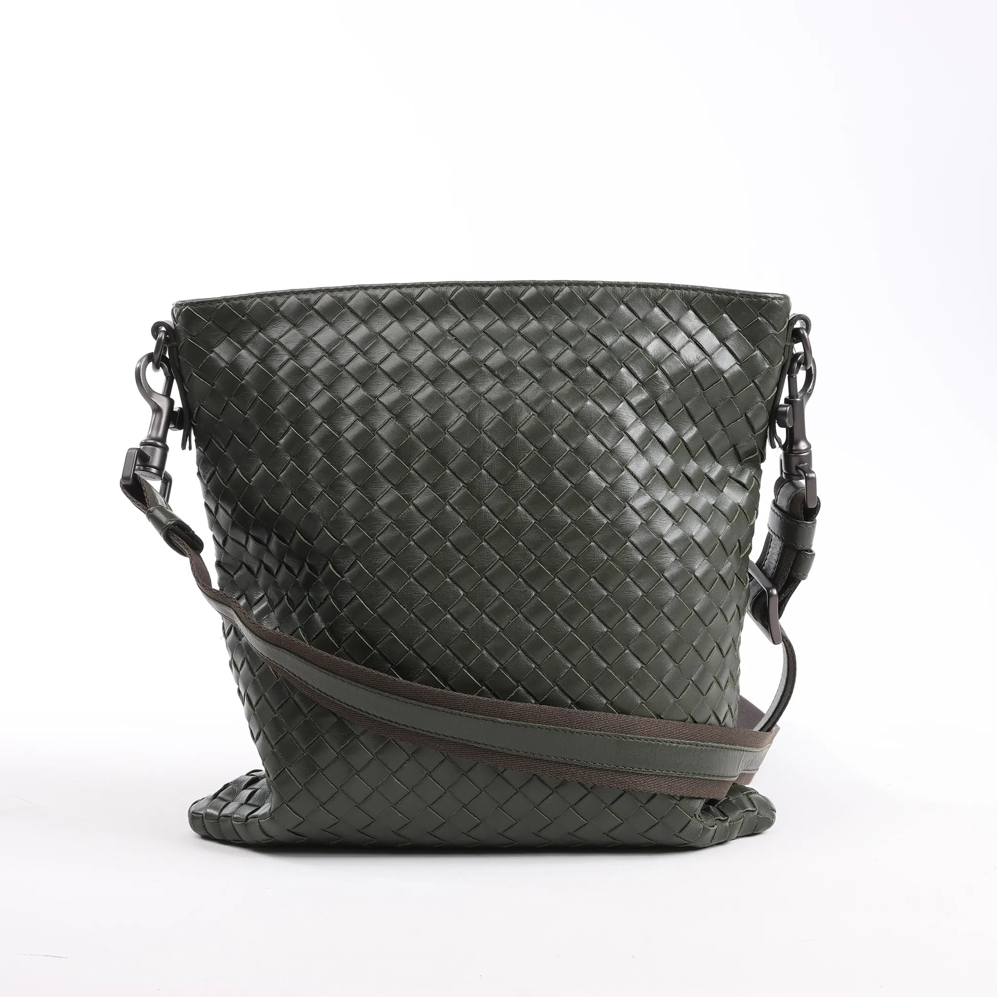 Bottega Veneta Nappa Intrecciato VN Crossbody Messenger Bag in Green