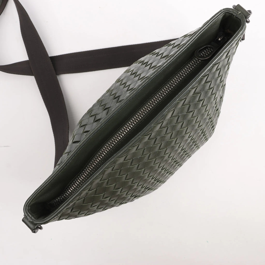 Bottega Veneta Nappa Intrecciato VN Crossbody Messenger Bag in Green