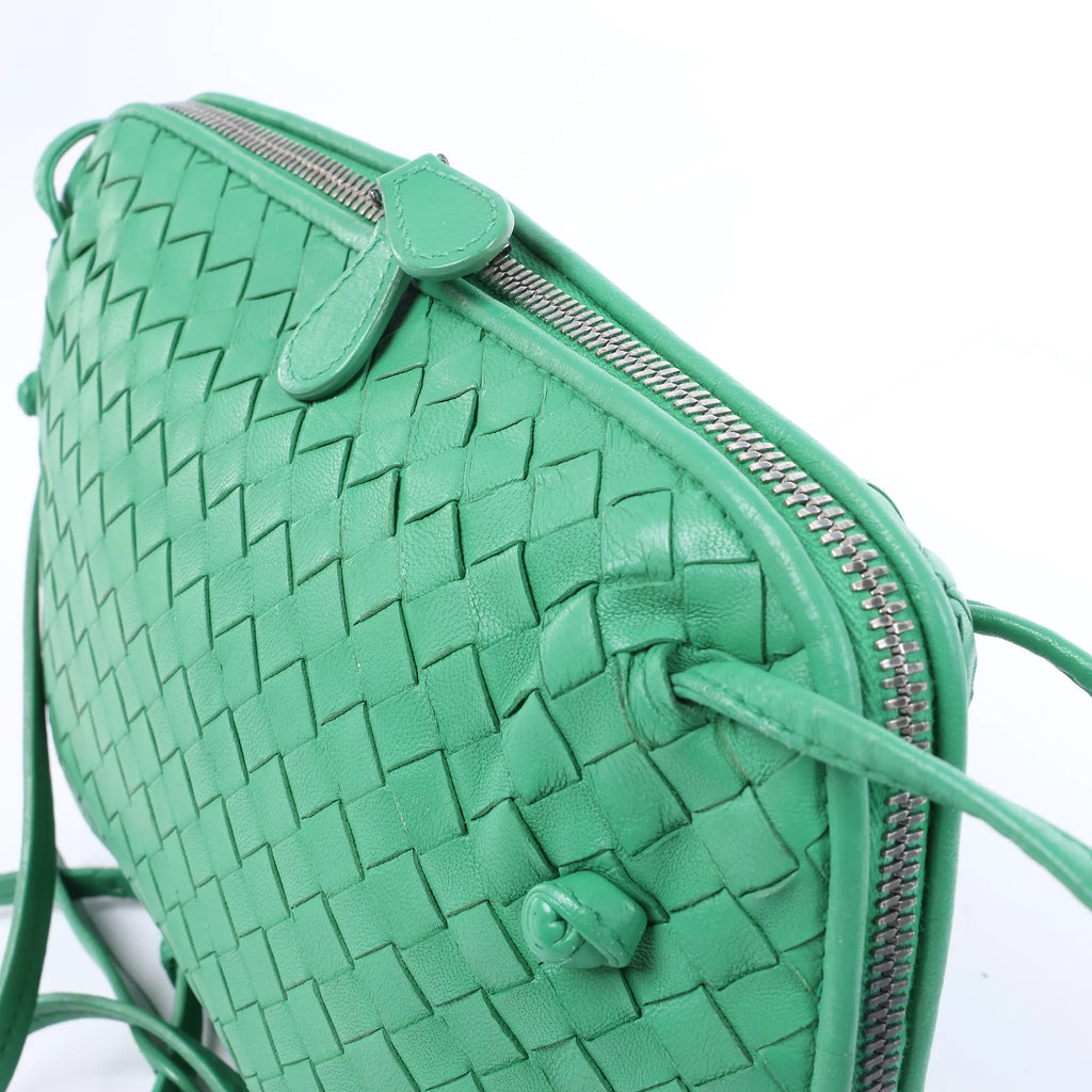 Bottega Veneta Nodini Intrecciato Leather Crossbody Bag in Green